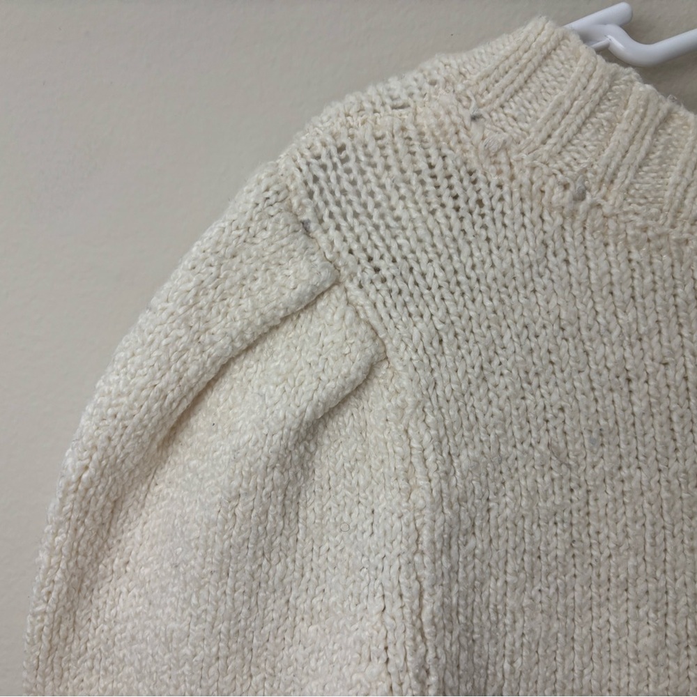 Maeve Anthropologie Cream Cropped Knit Sweater Size Small Cozy Boho - Picture 5 of 9